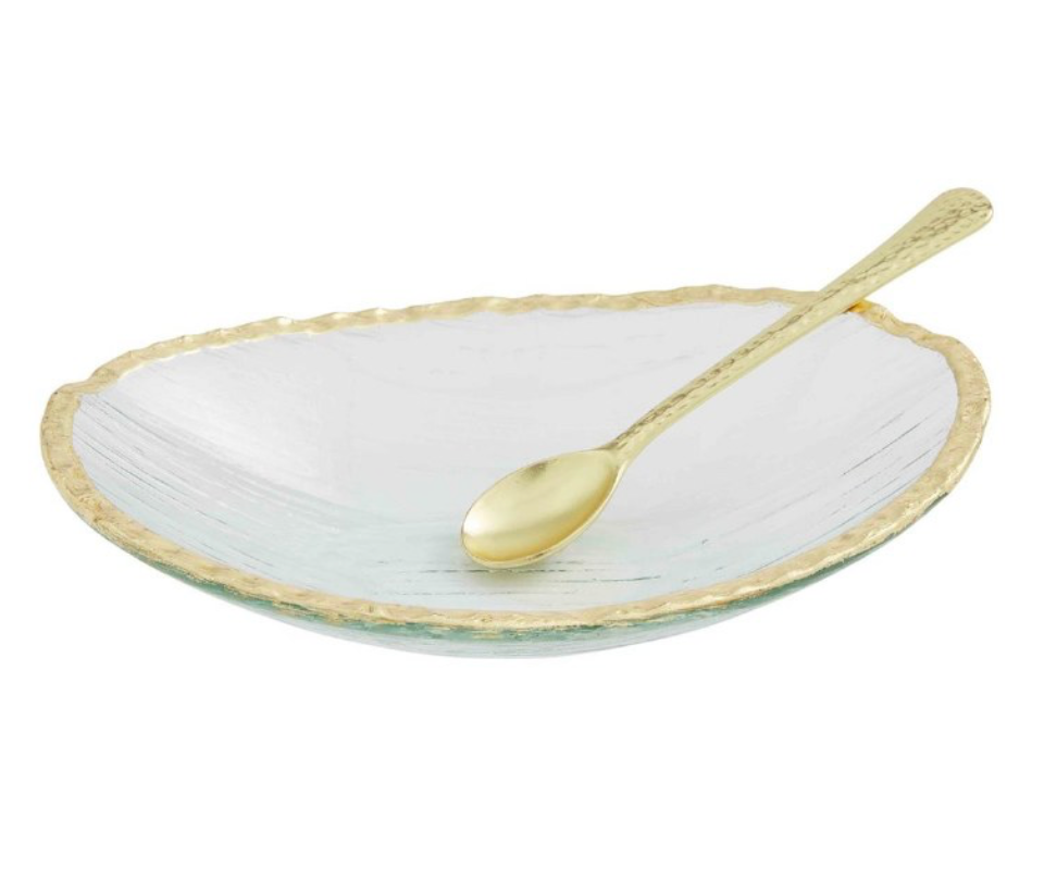 Glass with Gold Dip Bowl Set