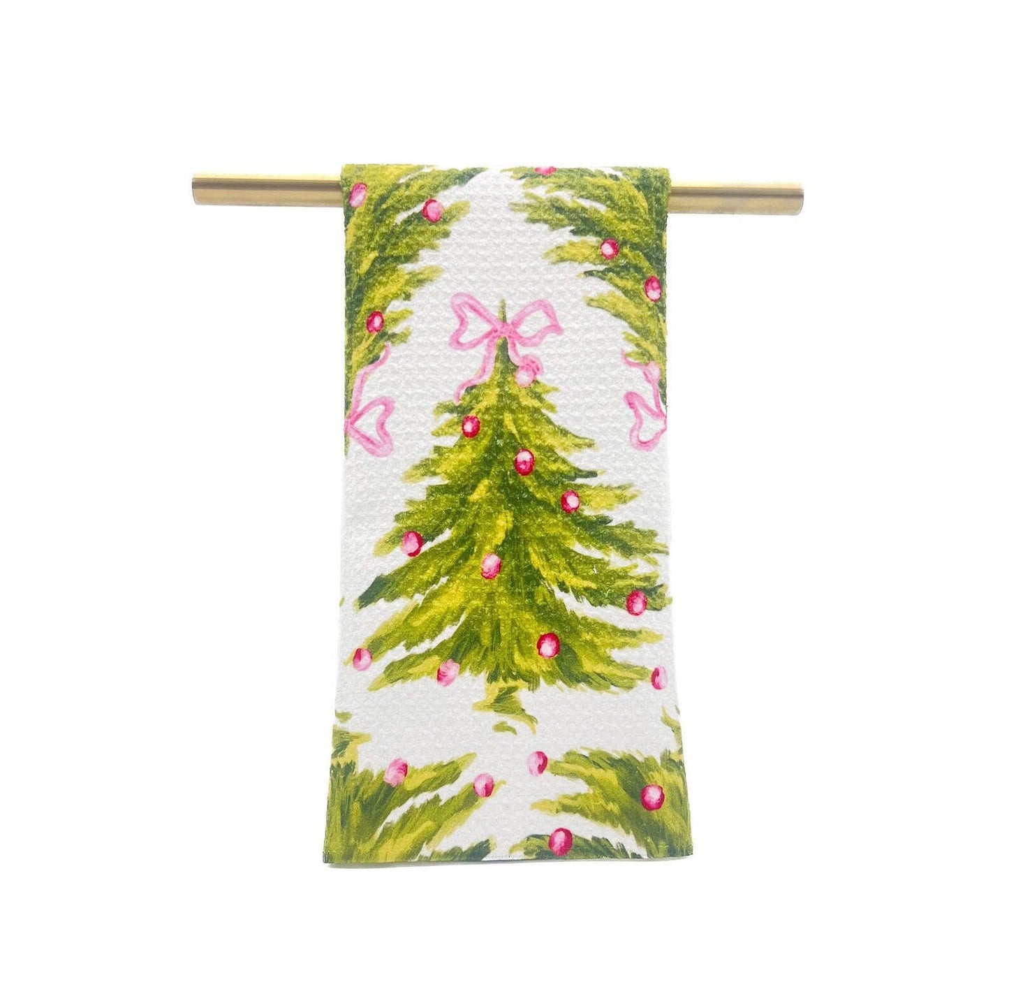 Pink Bow Trees Tea Towel