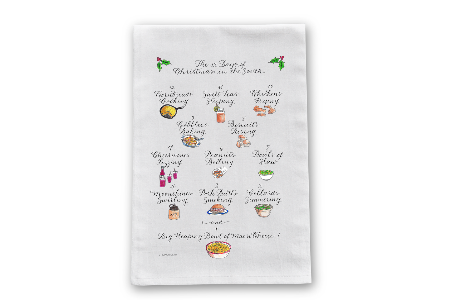 12 Days Of Christmas in the South Tea Towel