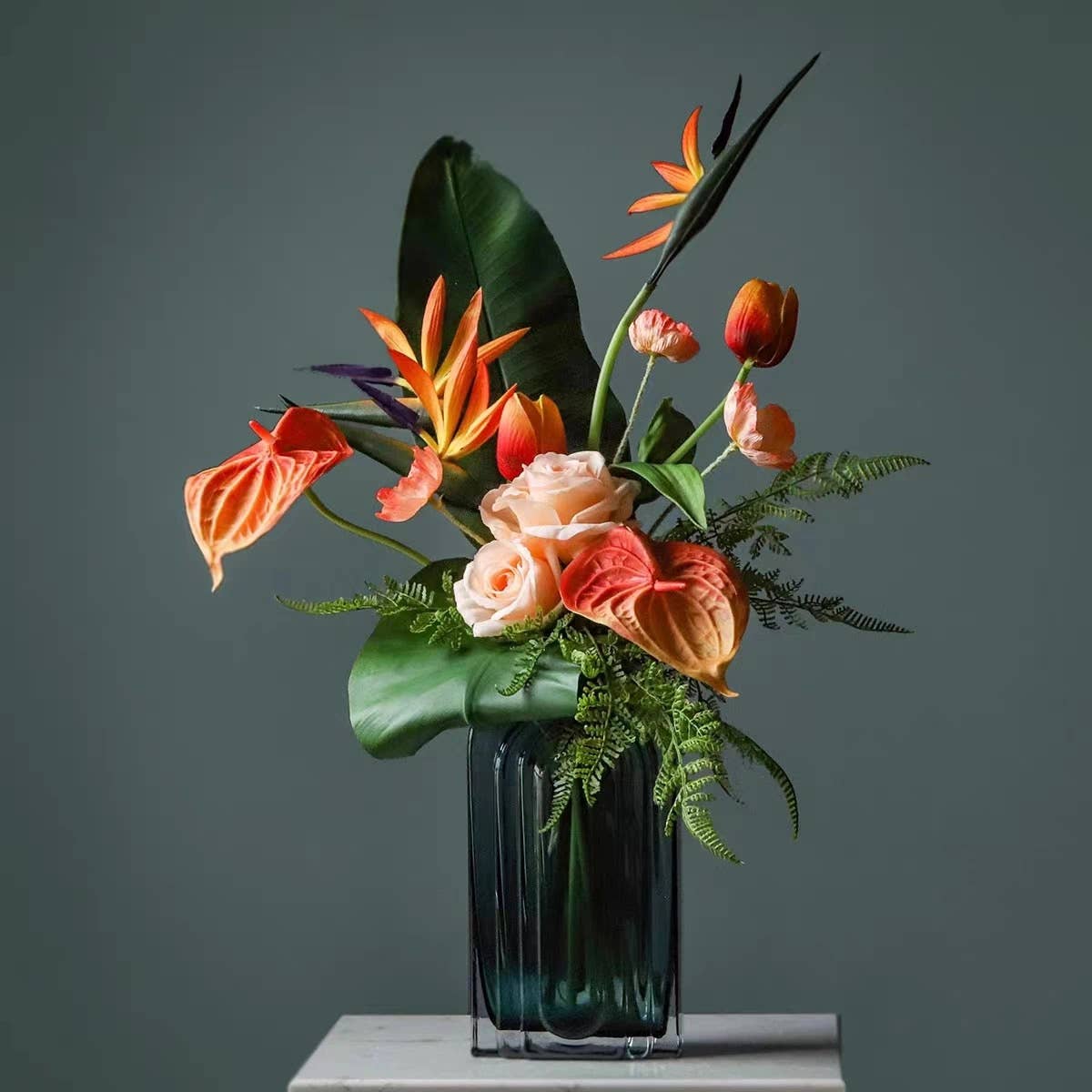 Pack of 5-stems Real Touch medium open tulip
