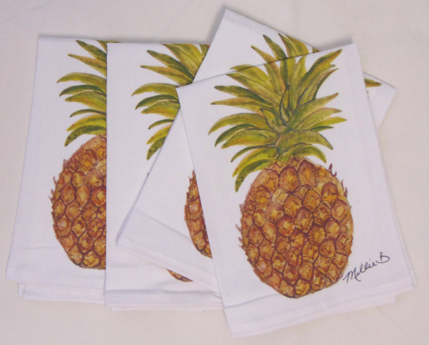 Pineapple on White Flour Sack Towel