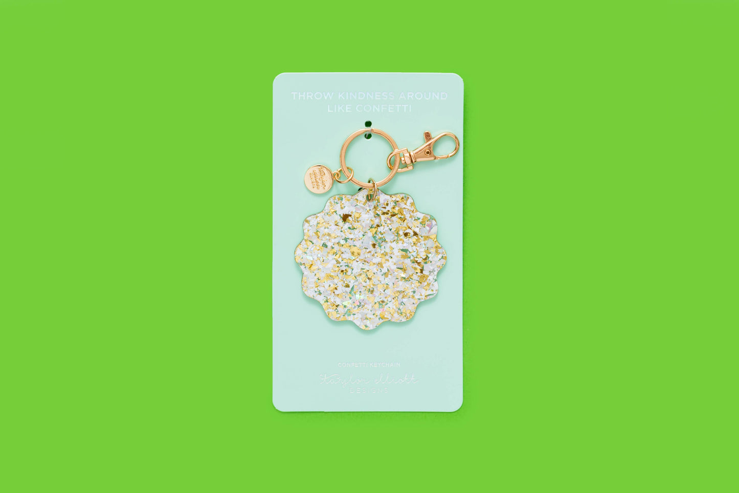 Waves Keychain Pearl + Gold Confetti