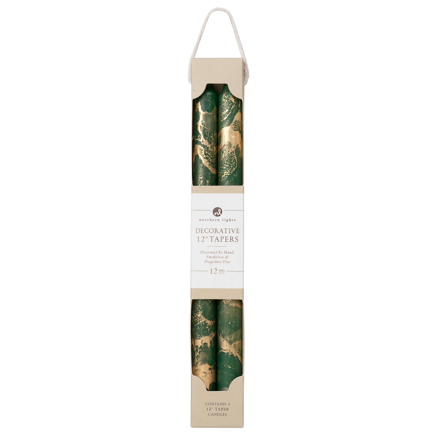 12" Decorative Taper 2pk with Gold