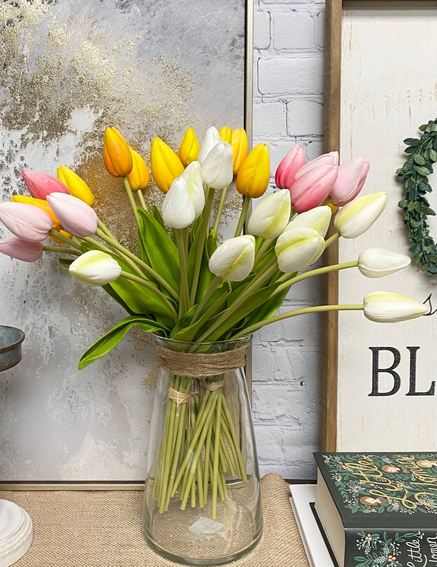 18"One Dozen-Long stem Real Touch Tulip Bud bouquet