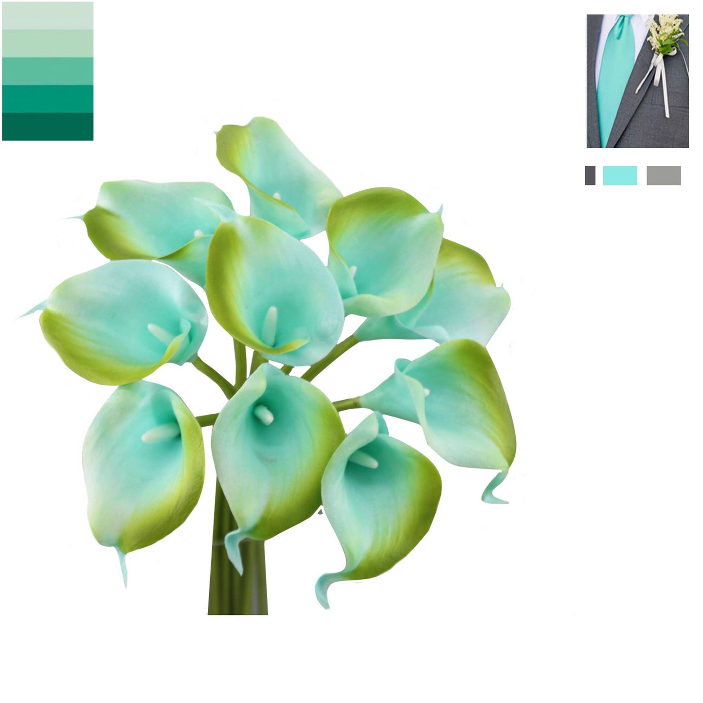 Pack of 10-real touch calla lily green color palette