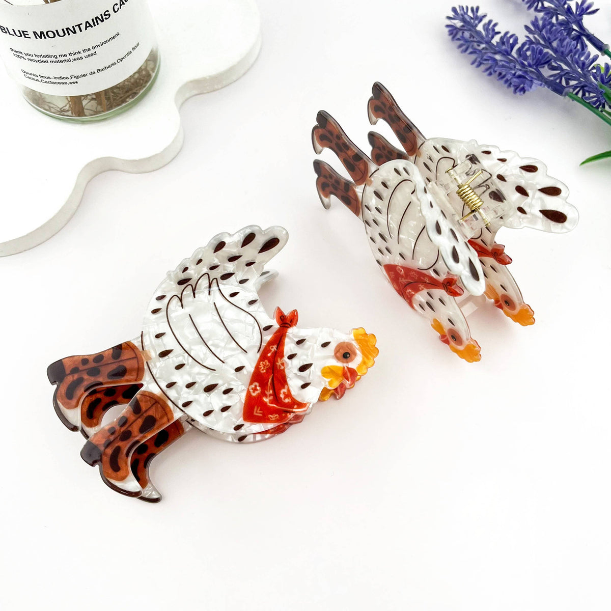 Cowboy Chicken Hair Claw Clip – Playful Western Charm