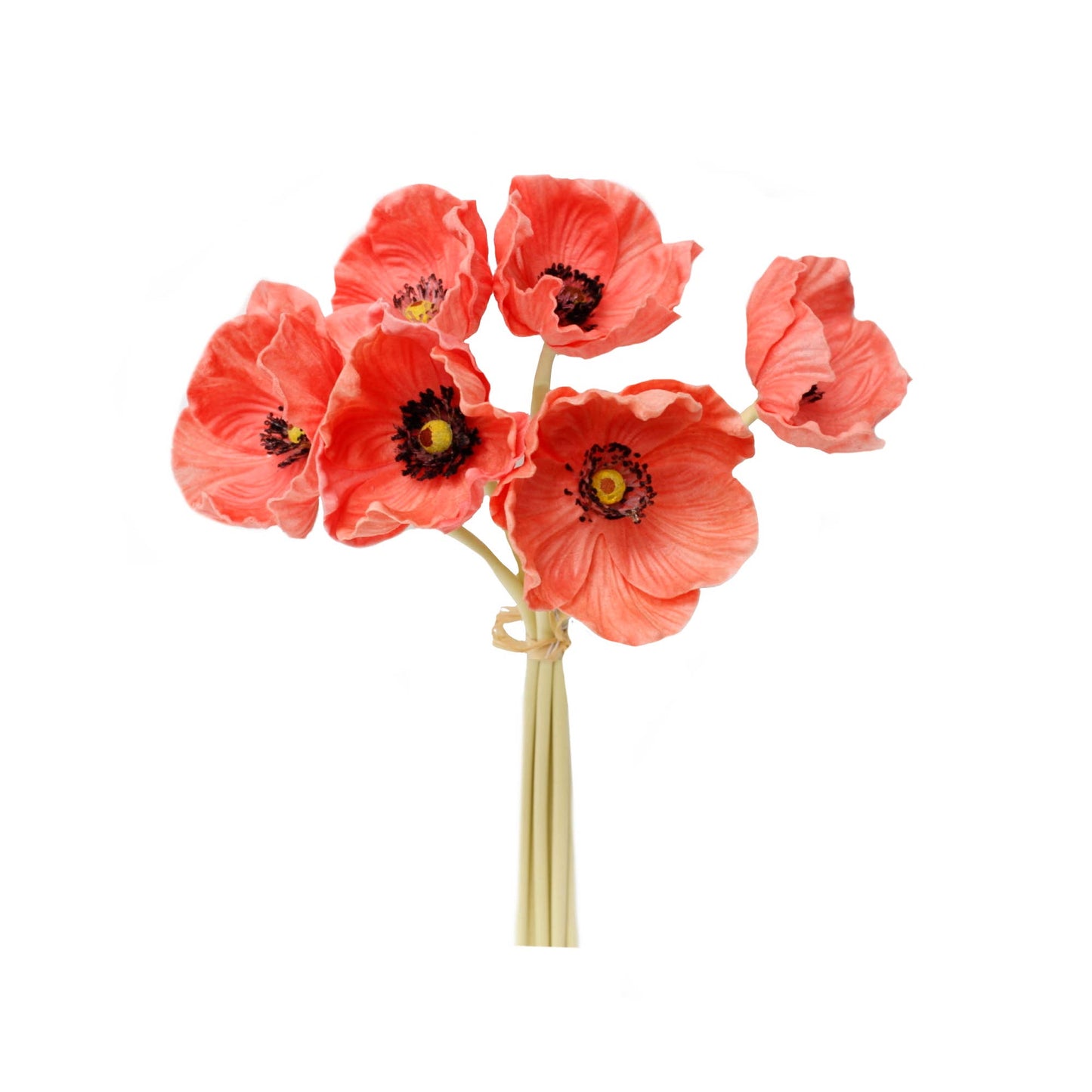11" Real Touch Poppy 6 Stems