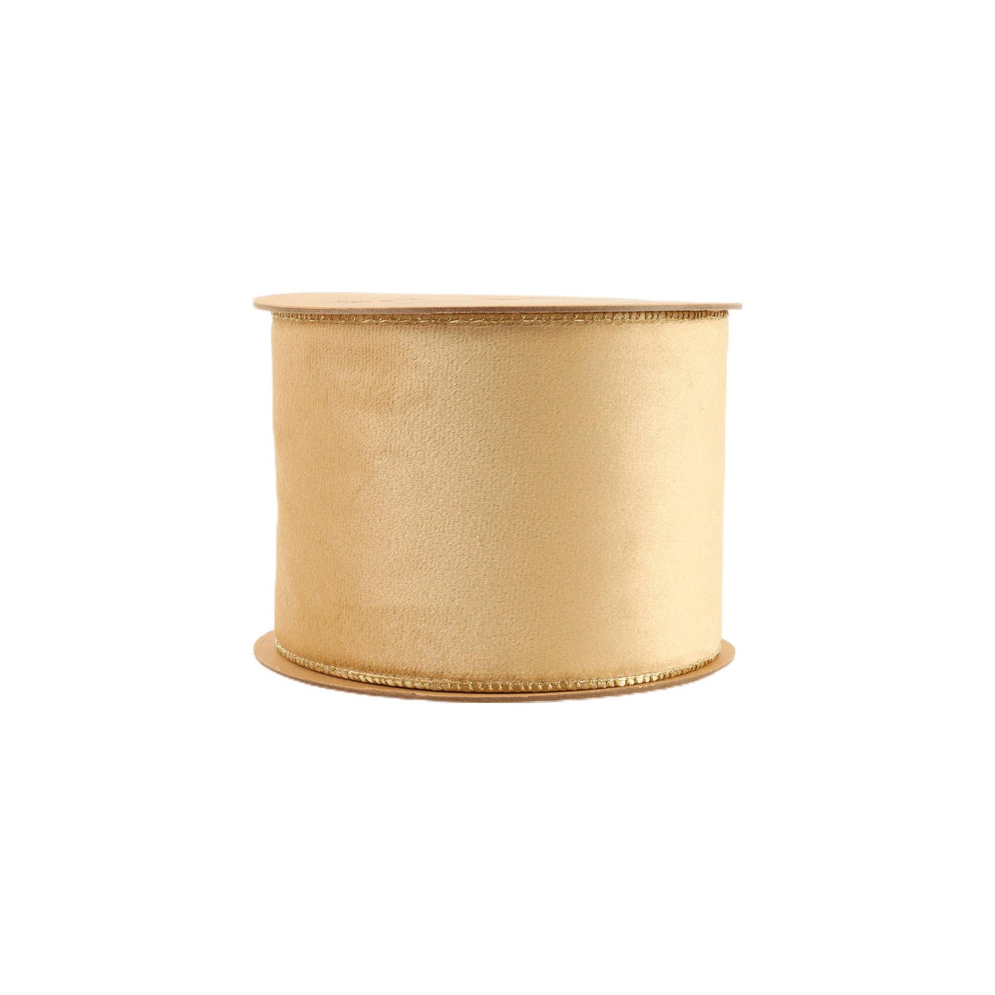 4" Reversible Classic Velvet Wired Ribbon | Tan/Gold | 10 Yard Roll