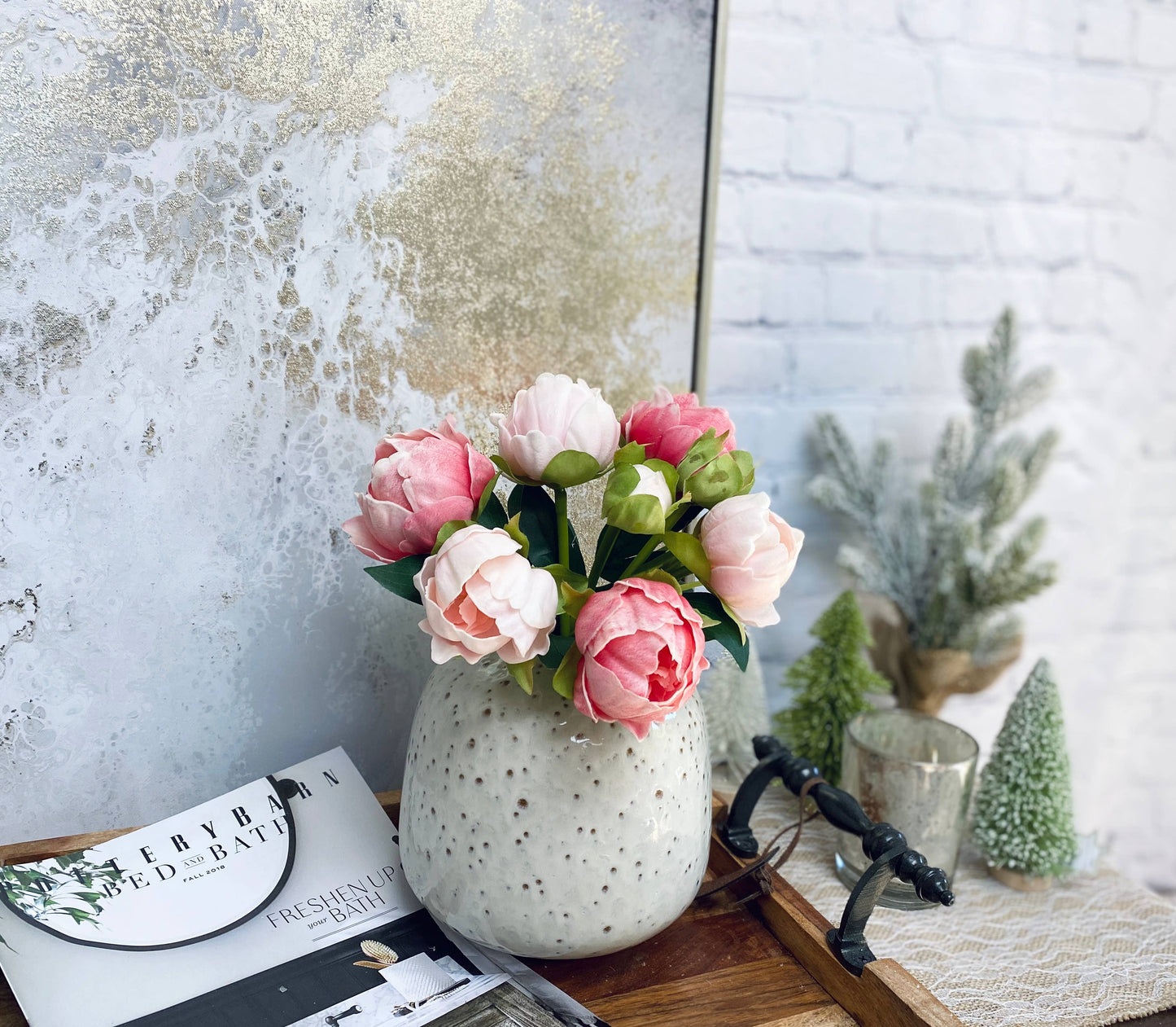10.5" Real touch artificial Peony bundle-8 Flowers and buds