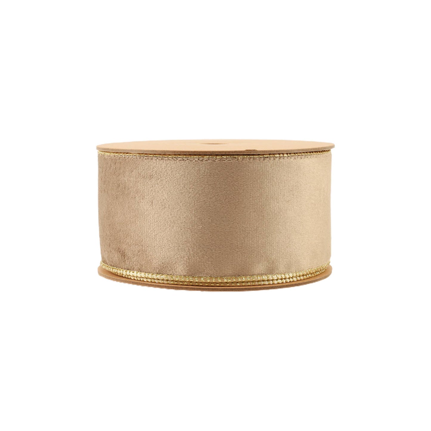 2 1/2" Reversible Classic Velvet Wired Ribbon | Latte/Gold | 10 Yard Roll