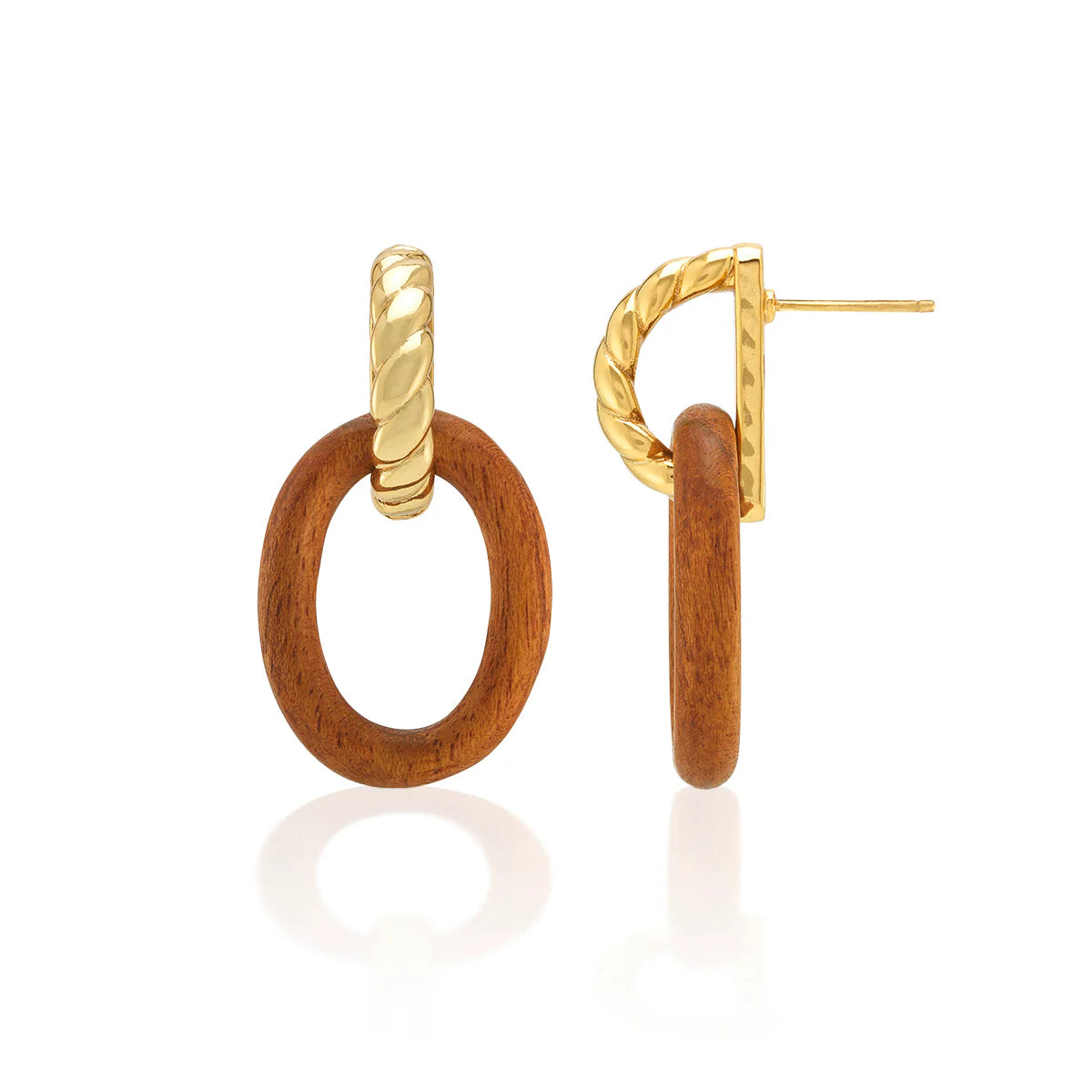 Earth Goddess Link Drop Earrings Teak