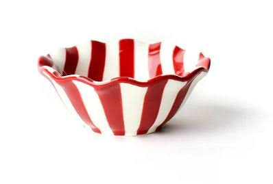 Red Stripe Ruffle Dipping Bowl