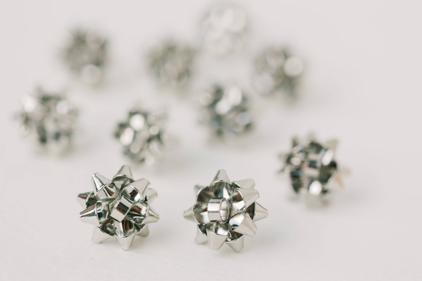 Silver Christmas Present Bow Holiday Earrings