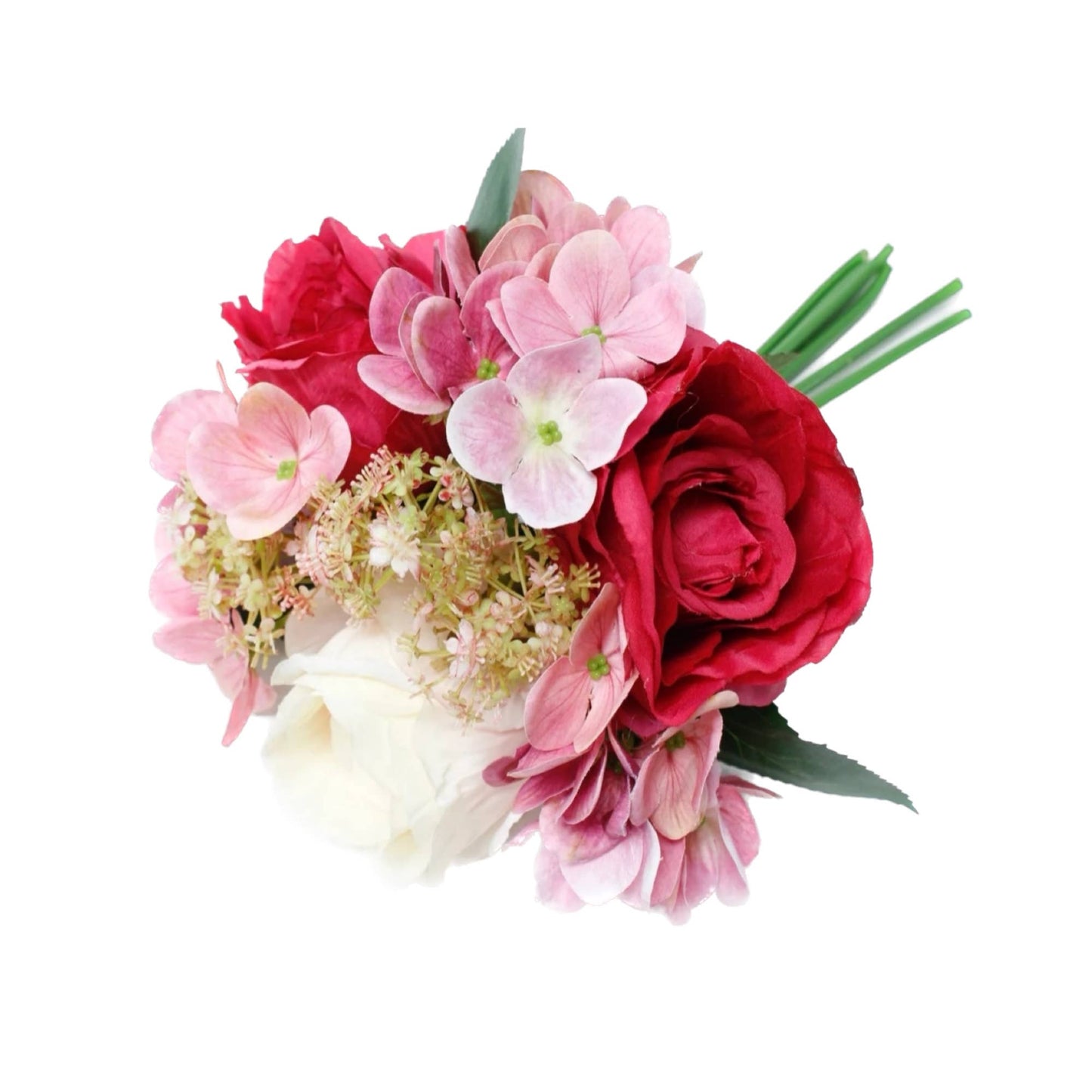 12"-Rose Hydrangea Pre-tied bouquet Faux Flowers