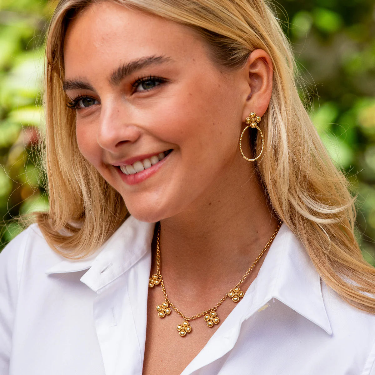 Berry Clover Multi Station Necklace - Gold