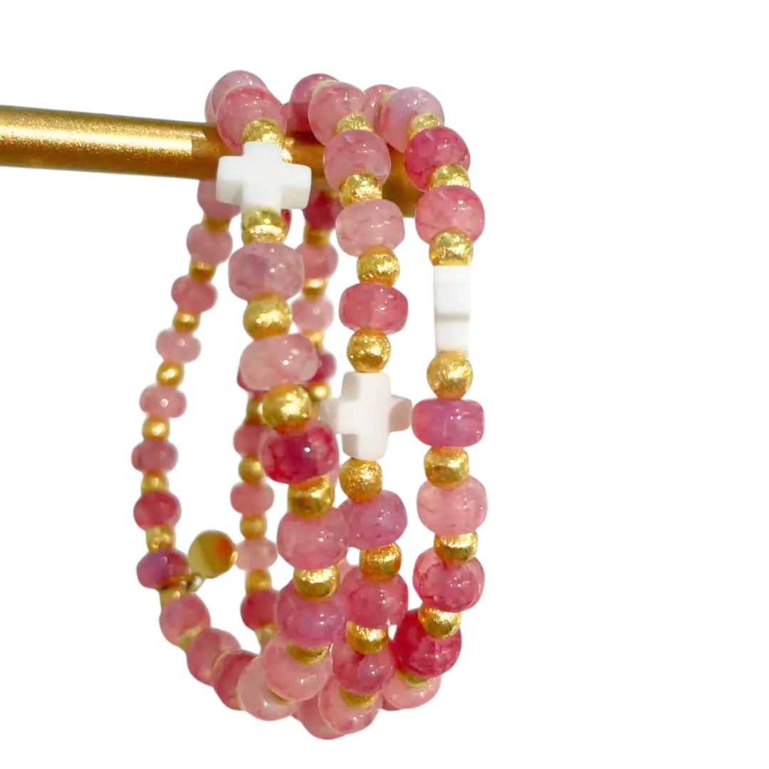 Pink Cross Bracelet