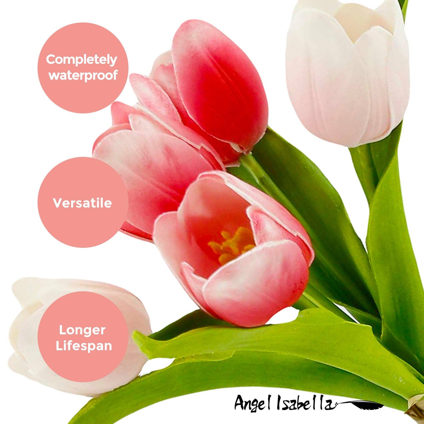 Pack of 5-stems Real Touch medium open tulip
