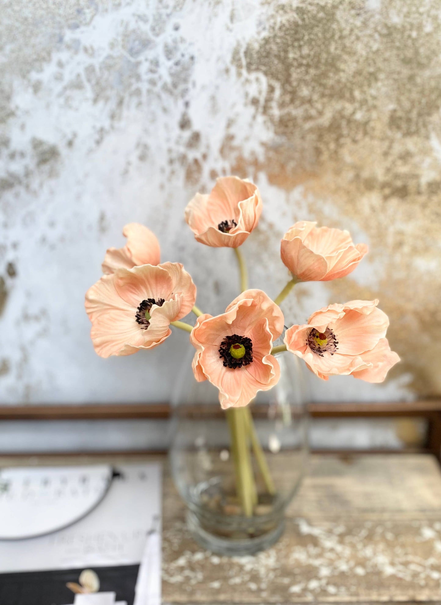 11" Real Touch Poppy 6 Stems