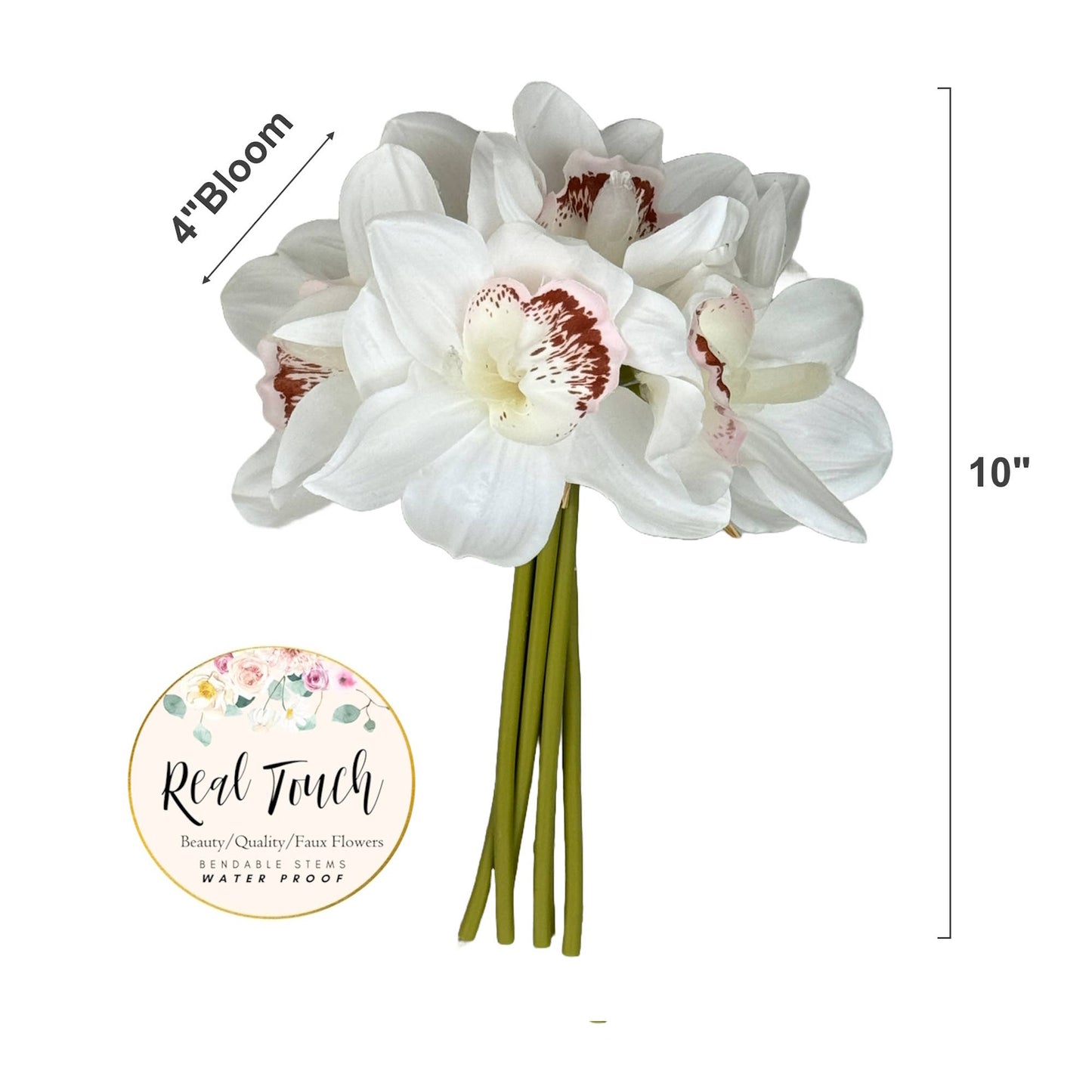 Pack of 6 Stems-Real Touch Faux Cymbidium Orchid Bundle