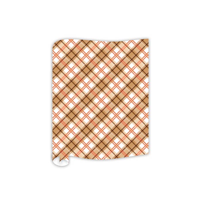Brown Tan and Orange Fall Plaid Table Runner