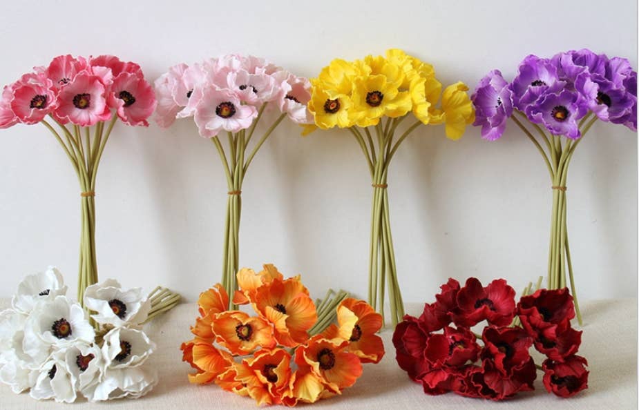 11" Real Touch Poppy 6 Stems
