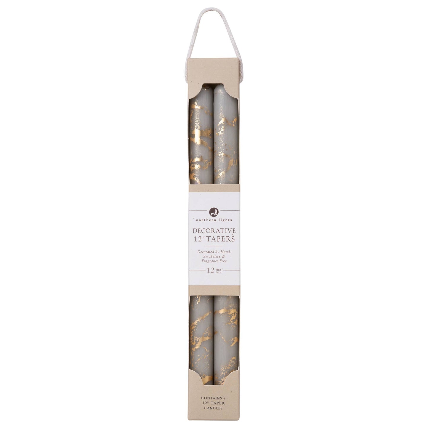 12" Decorative Taper 2pk with Gold
