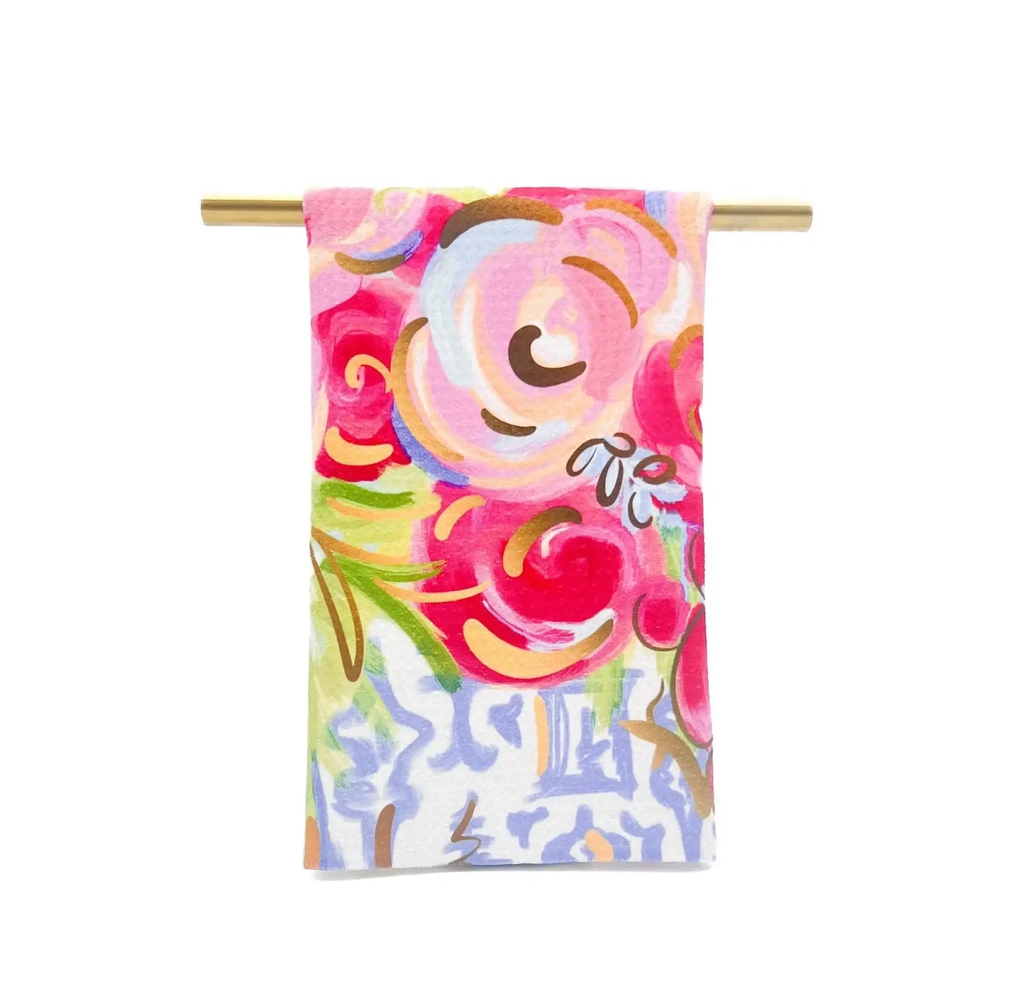 Botanical Chinoiserie Blooms Tea Towel
