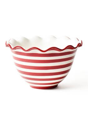 Red Stripe Small Ruffle Bowl