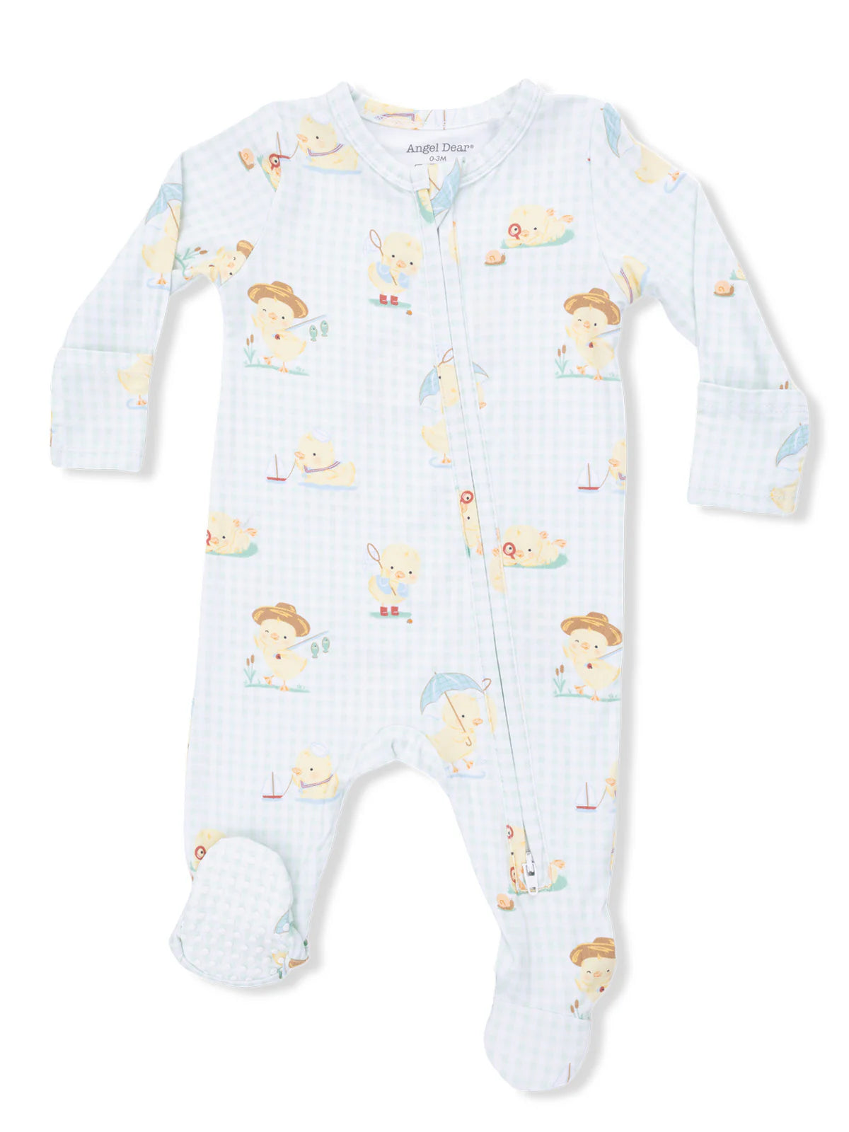 Vintage Spring Ducklings Green - 2 Way Zipper Footie