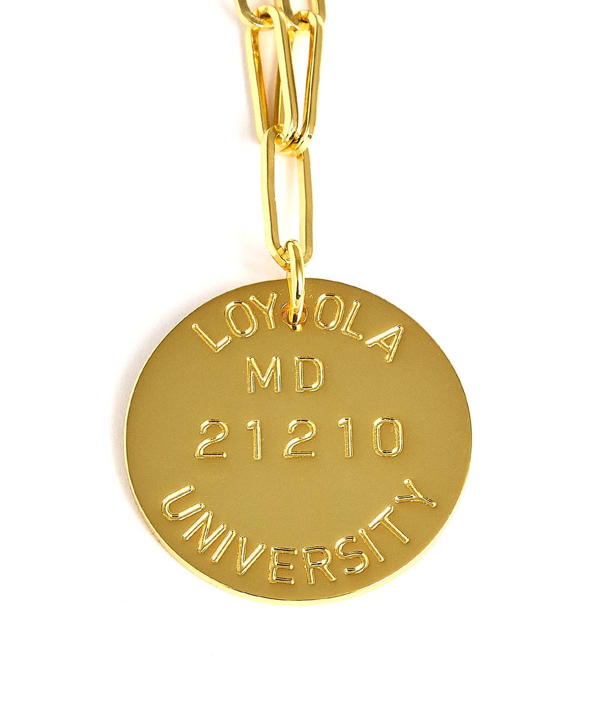 College Tag Charm Necklace - 18k Gold Plated Paper Clip Chain