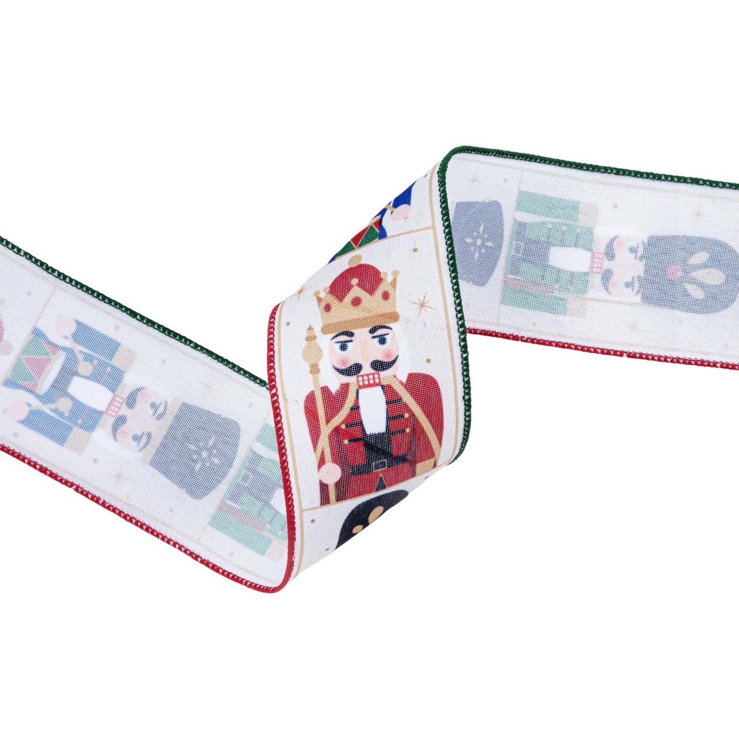 Nutcracker Wired Ribbon 2.5" with Red/Green Edge 10yd