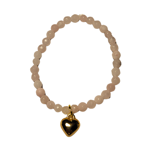 Baby Bird Pink Agate, Heart Bracelet