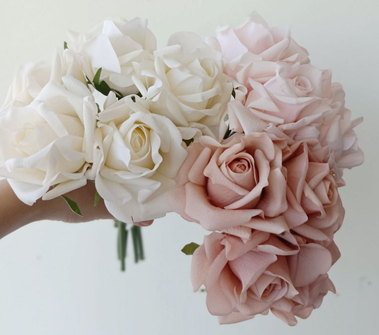 10''T Real Touch Rose Bouquet, Blooming Spring Rose, 5 Stems
