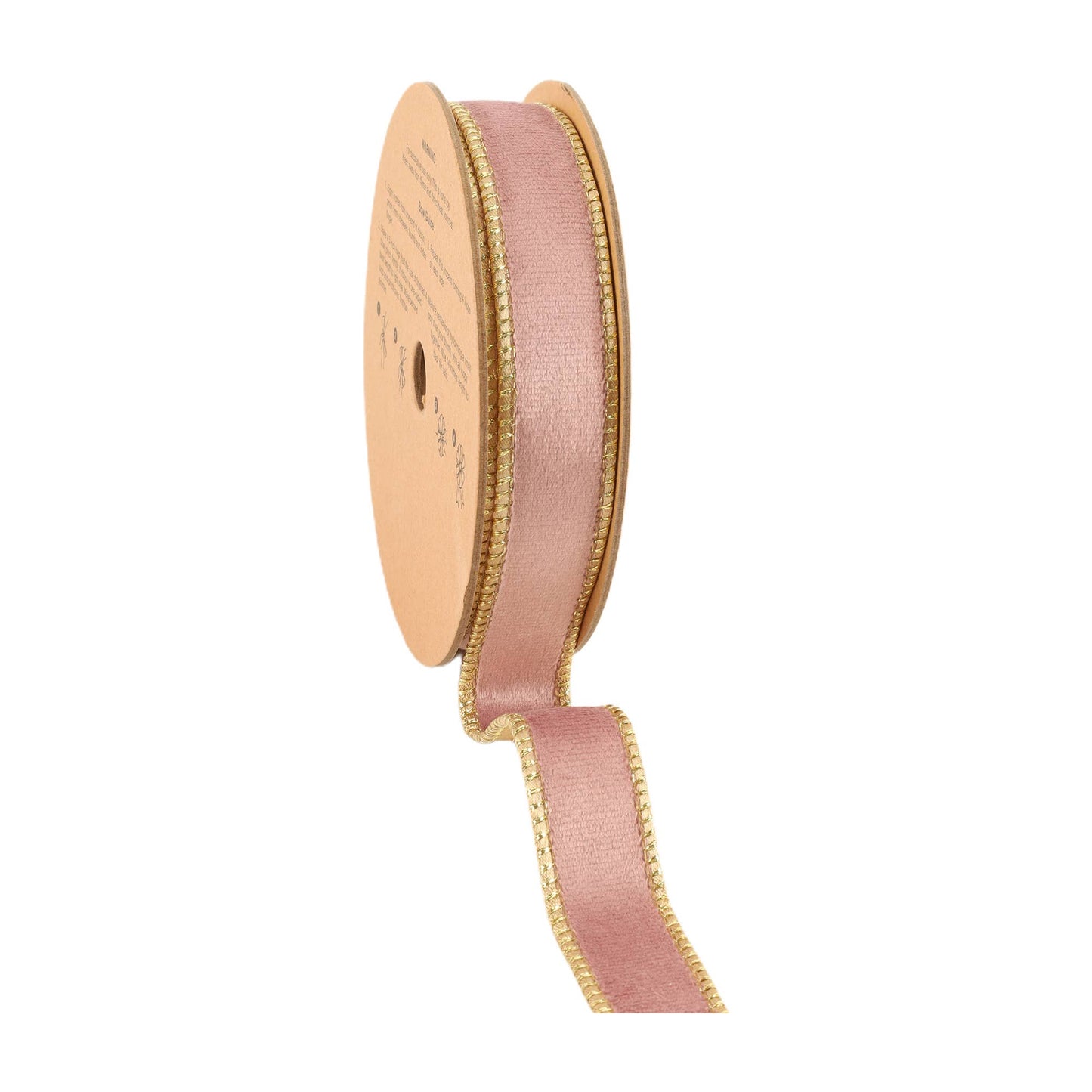 1" Reversible Classic Velvet Wired Ribbon | Pink/Gold | 10 Yard Roll