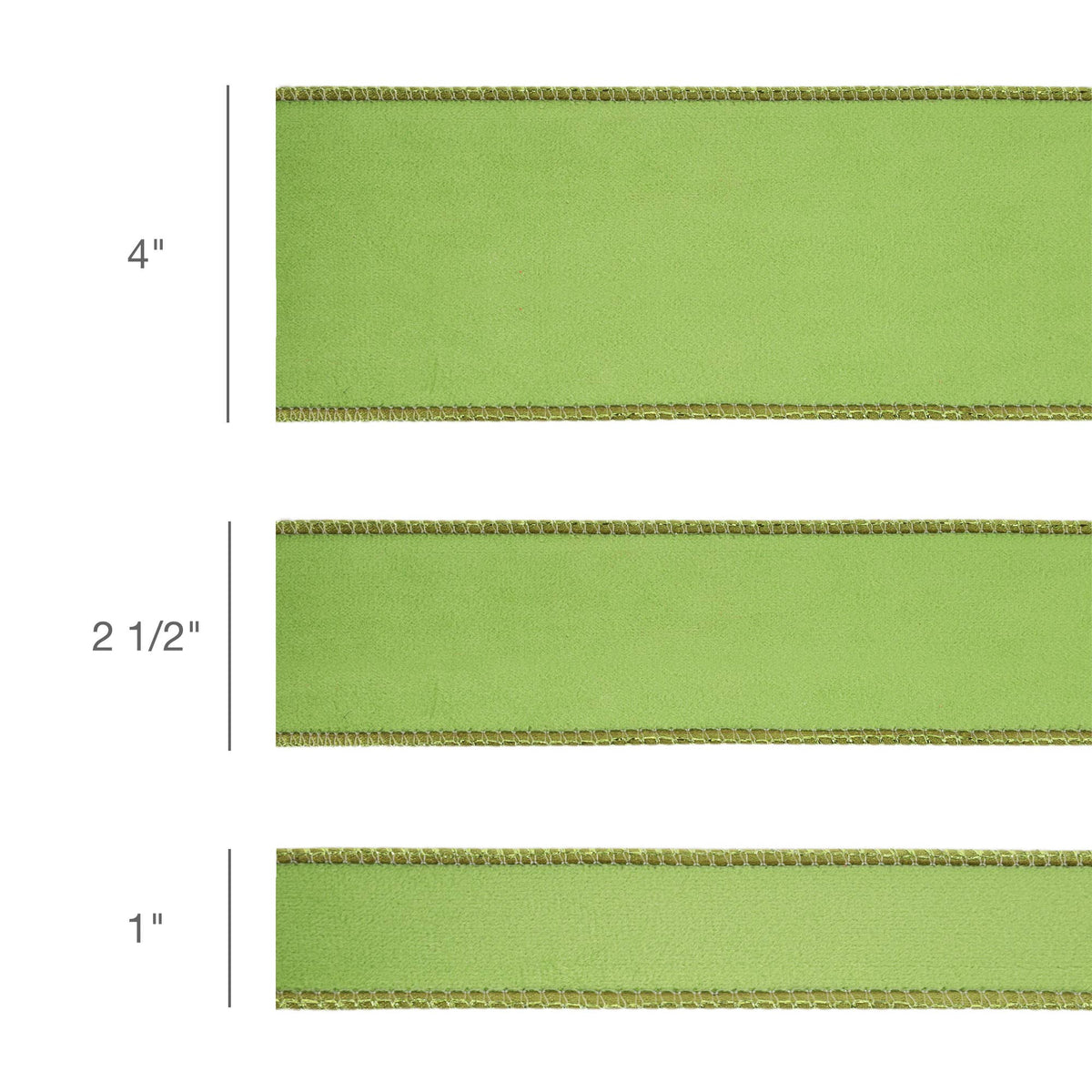 2 1/2" Reversible Classic Velvet Wired Ribbon | Lime/Shimmer Lime | 10 Yard Roll
