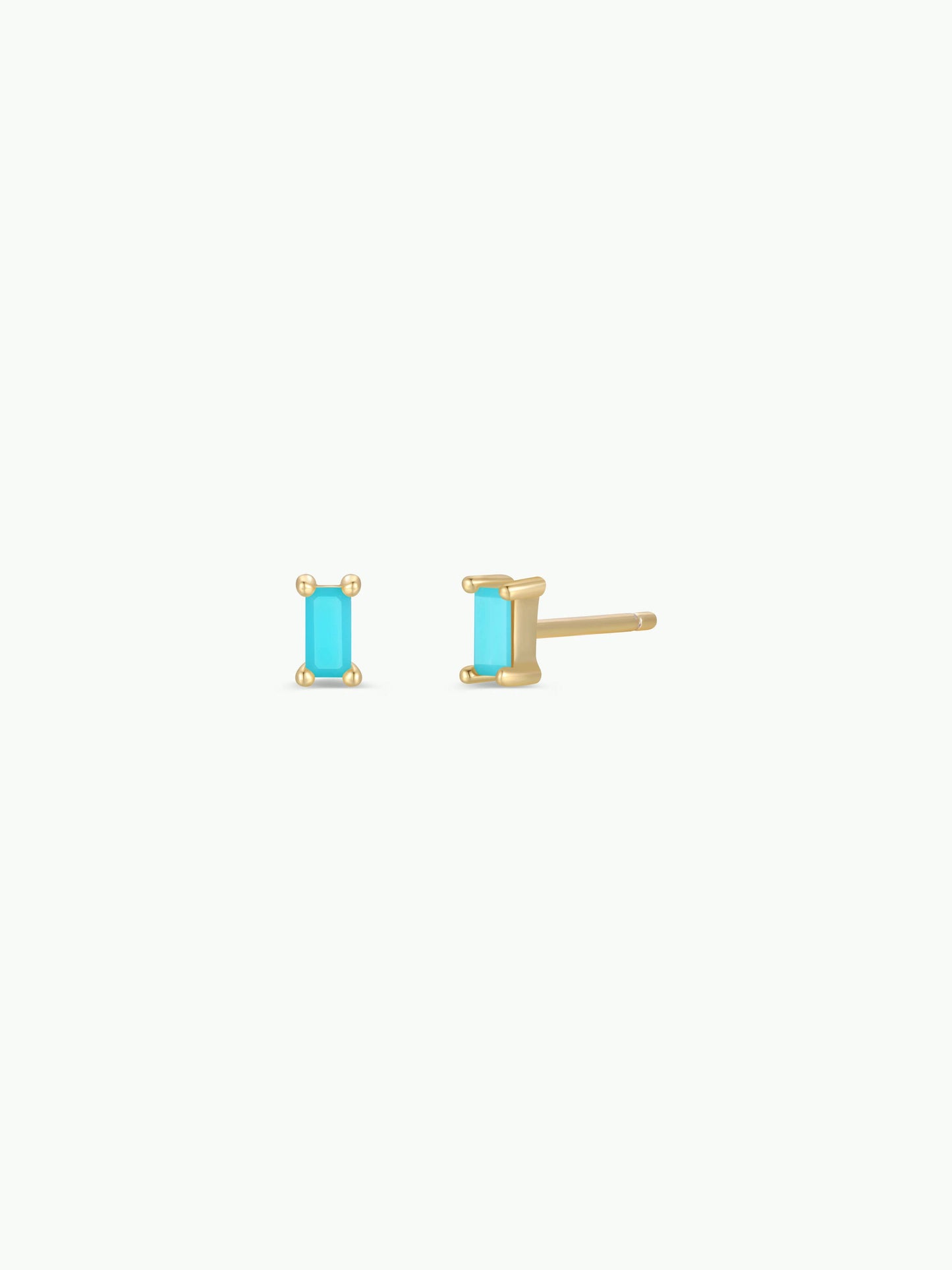 Turquoise Baguette Gold Earrings