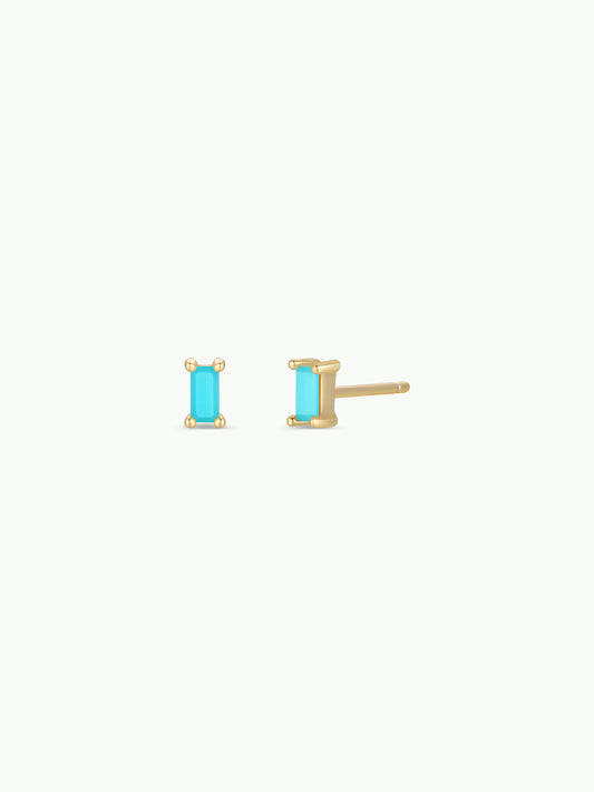 Turquoise Baguette Gold Earrings