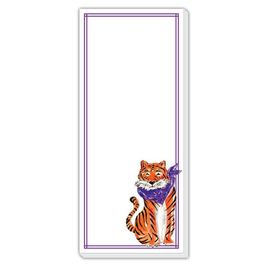 Handpainted Tiger with Purple Bandana Skinny Notepad