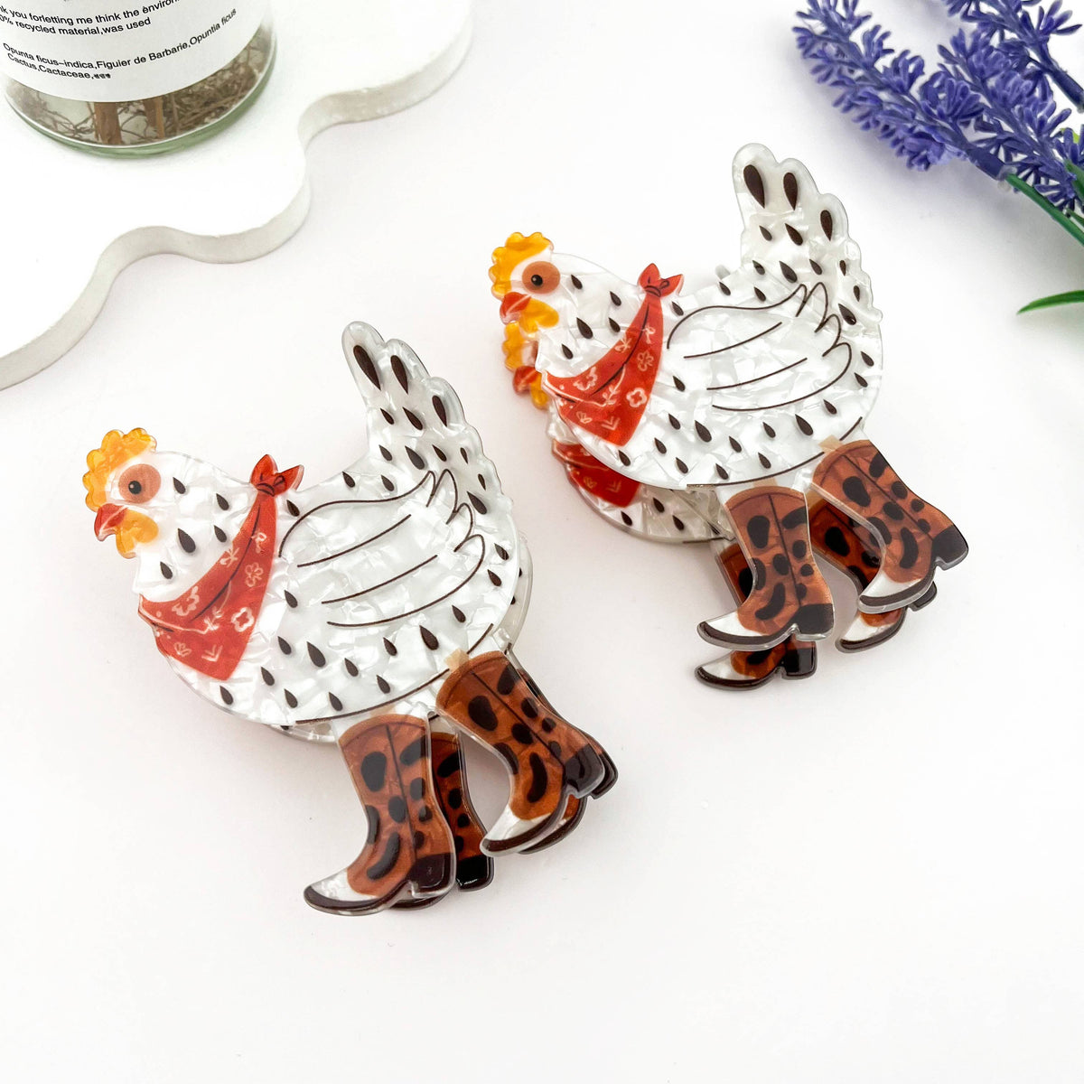 Cowboy Chicken Hair Claw Clip – Playful Western Charm