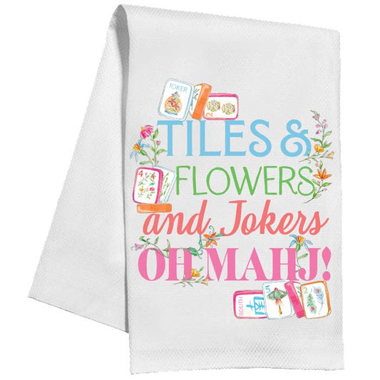 Tiles & Flowers and Jokers Oh Mahj! Kitchen Towel