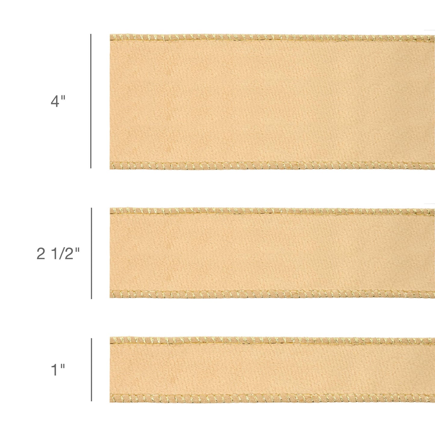 4" Reversible Classic Velvet Wired Ribbon | Tan/Gold | 10 Yard Roll