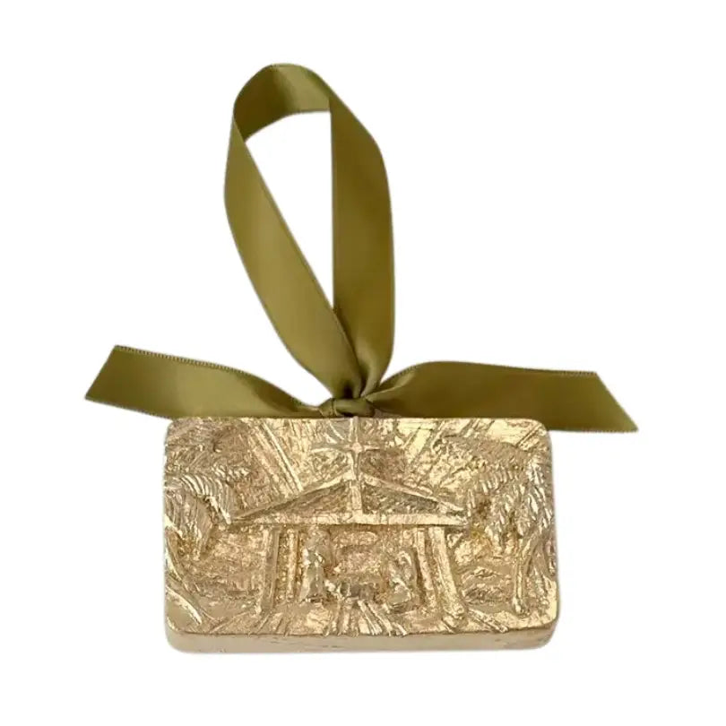 Nativity I Gold Ornament White Ribbon