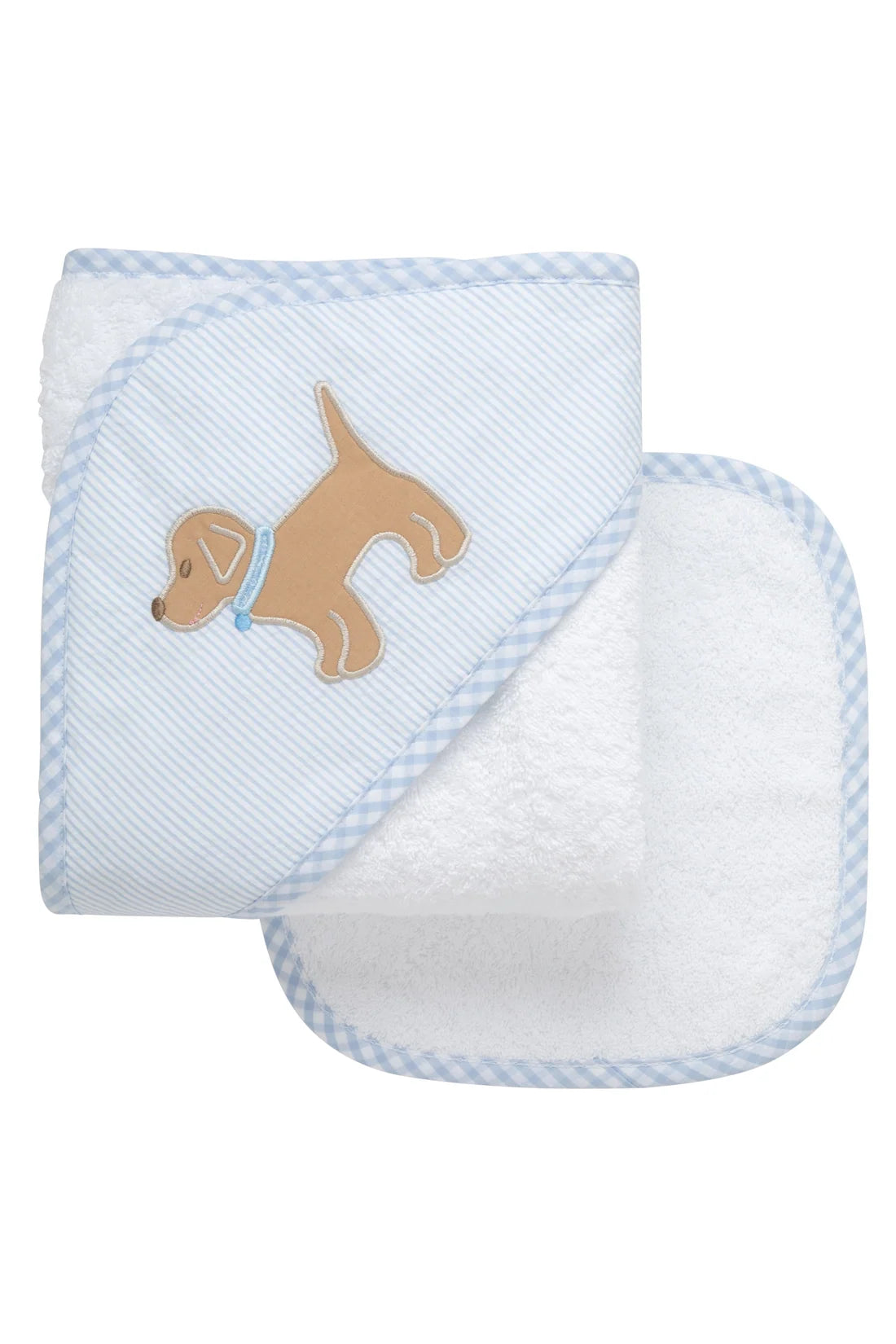 Blue Puppy Baby Hooded Towel & Washcloth Set