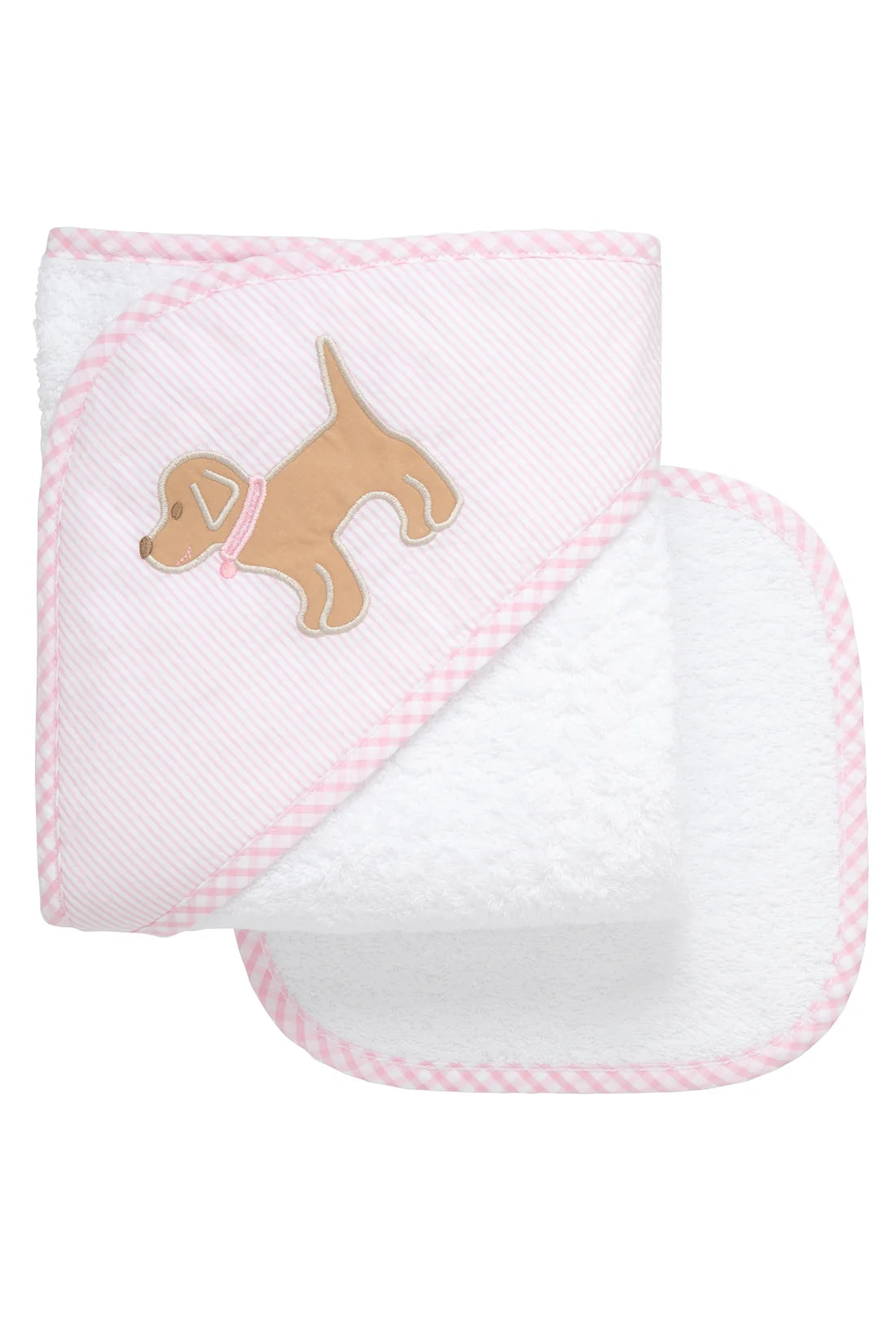 Puppy Baby Hooded Towel & Washcloth Set in Pink