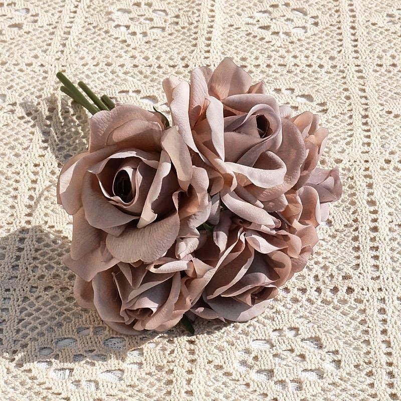 10''T Real Touch Rose Bouquet, Blooming Spring Rose, 5 Stems