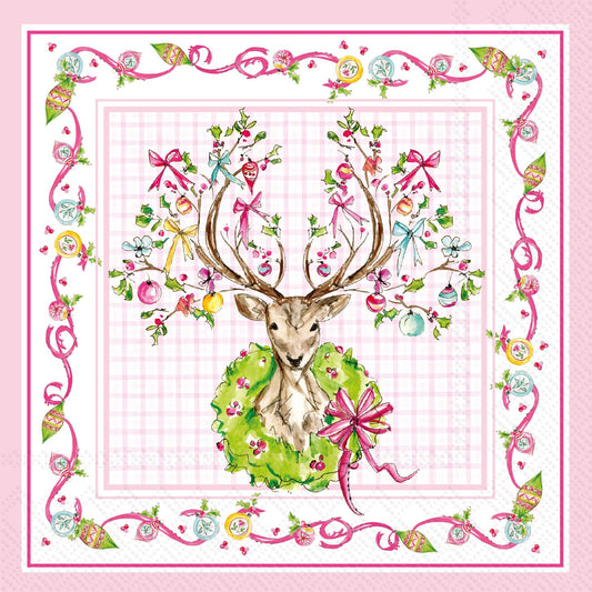 Paper Cocktail Napkins 20ct Vintage Ornament Deer Christmas
