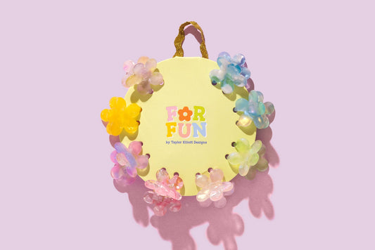 FOR FUN - Claw Hair Clip Set - Mini - Asst Flowers - 8 Pcs