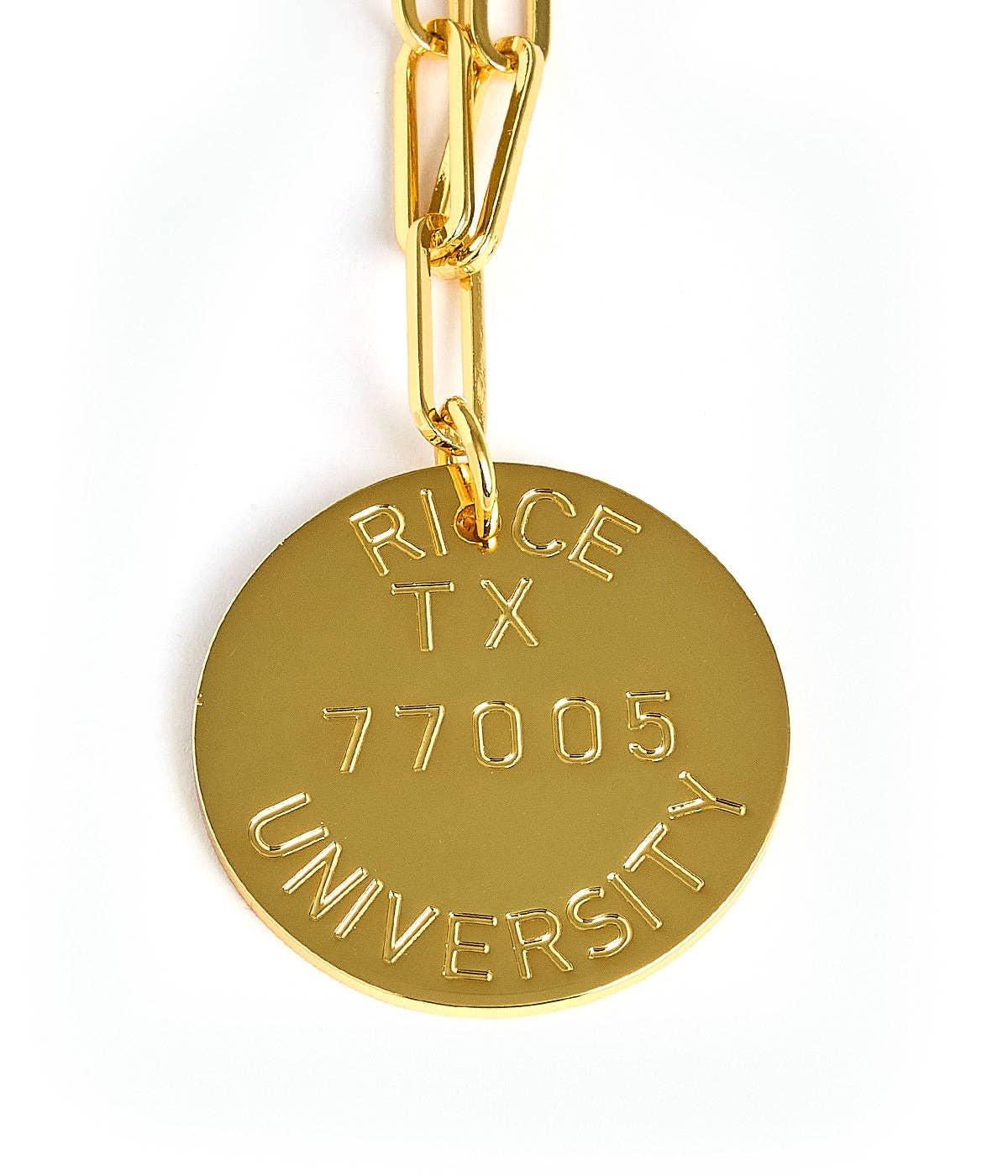 College Tag Charm Necklace - 18k Gold Plated Paper Clip Chain