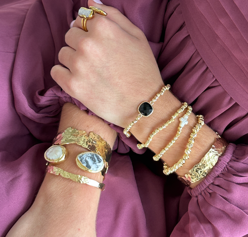 Mist Medium Cuff - Zebra Jasper