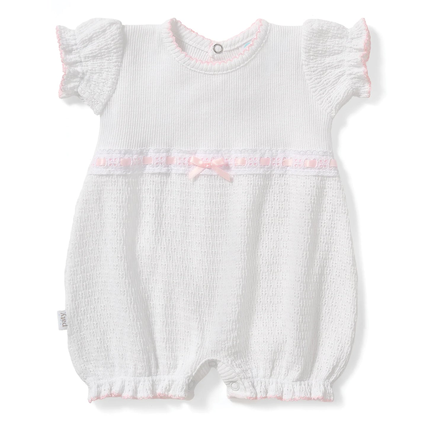 Pink and White Bubble with Eyelet Trim